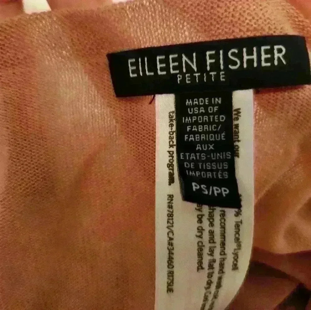 EILEEN FISHER lyocell mock brown tan beige Pullover Sweater long bell sleeve - Picture 5 of 10